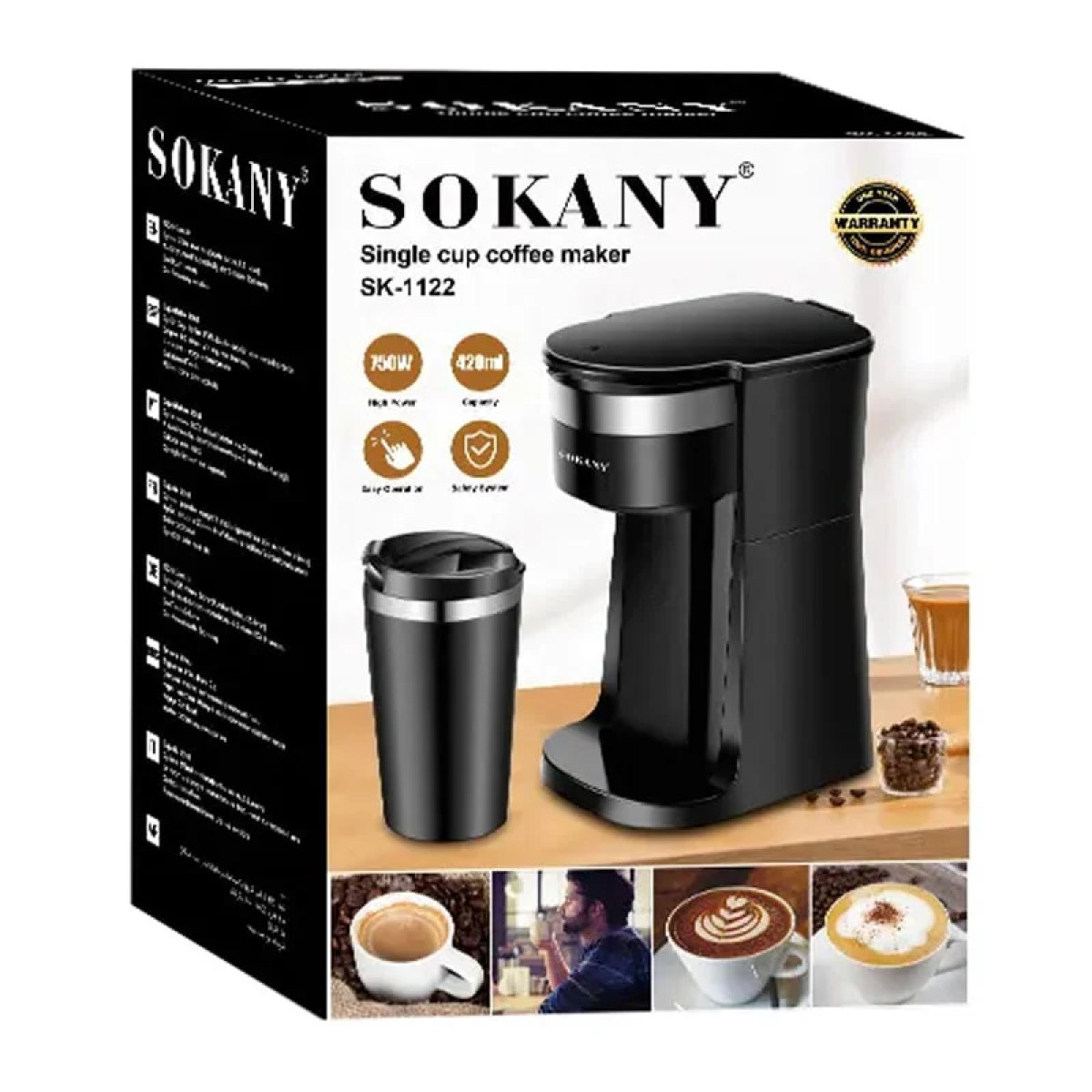 Μηχανή Espresso 0.4L 750W Με Αυτόματο Καθαρισμό Sokany SK-1122 - Image 5