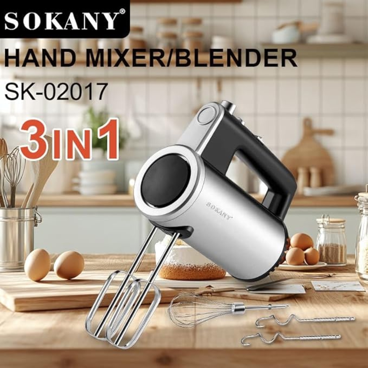 Μίξερ Χειρός 800W Με Turbo Ανοξείδωτο Sokany SK-02017 - Image 2