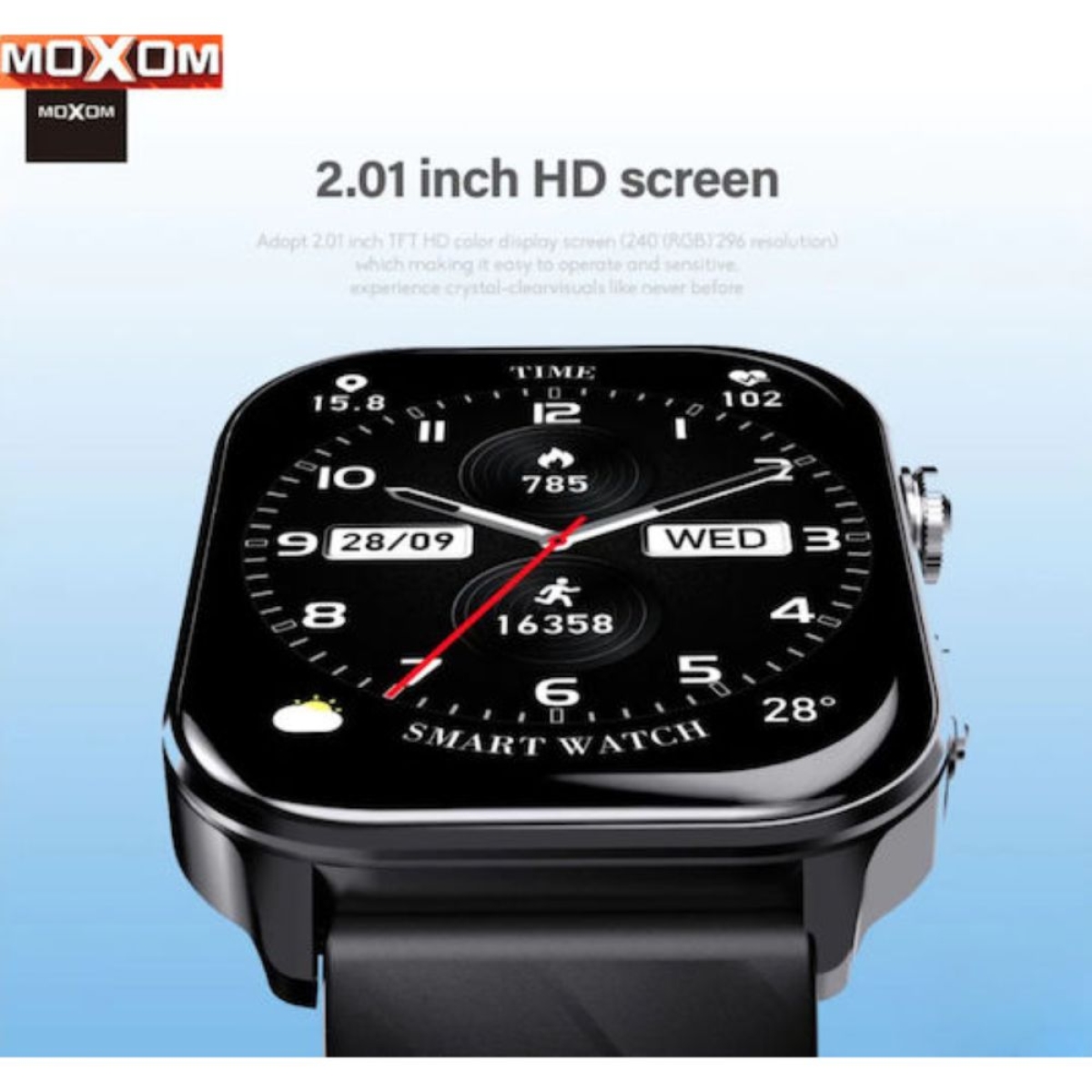 MOXOM MX-WH25 Smartwatch 2.01” με Κλήσεις, GPS, 100+ Sport Modes, Αδιάβροχο 10m & Health Tracker Ροζ
