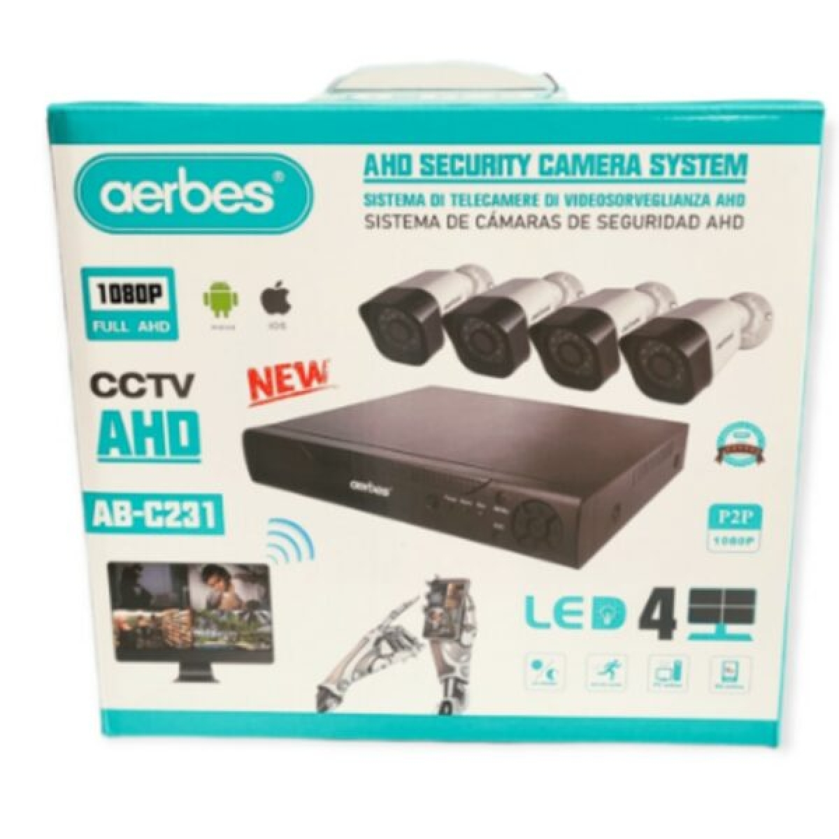 Ολοκληρωμένο Σύστημα CCTV 4 Καμερών 1080p Με DVR 4 Καναλιών Aerbes AB-C231 - Image 3