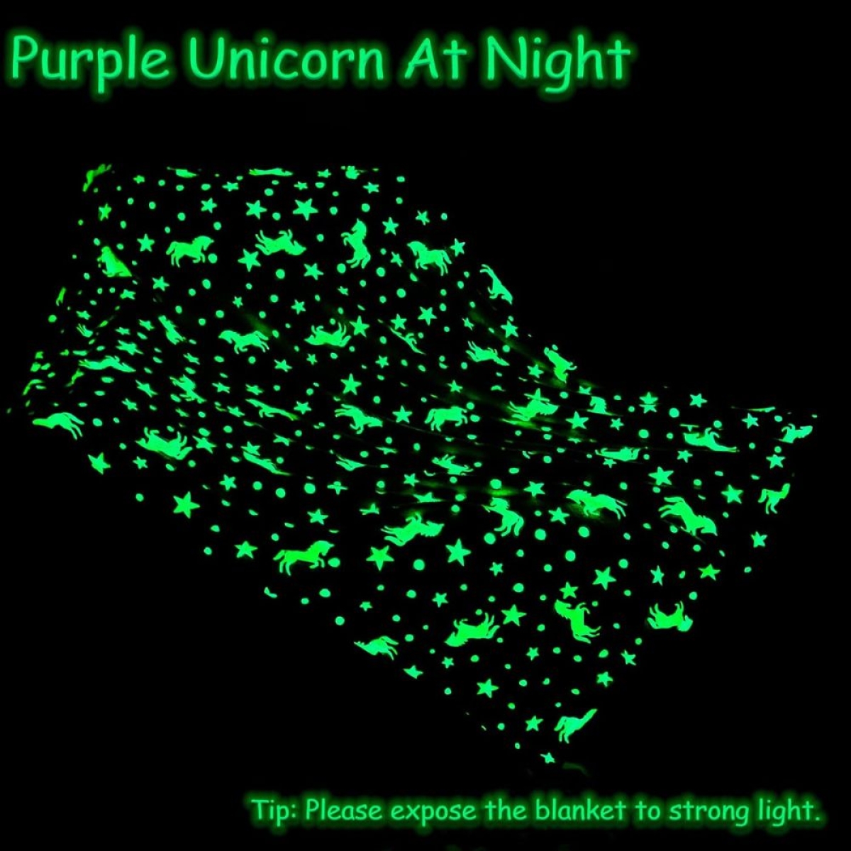 Παιδικό Κουβερτάκι Fleece Glow in the Dark Μονόκερος - Μωβ
