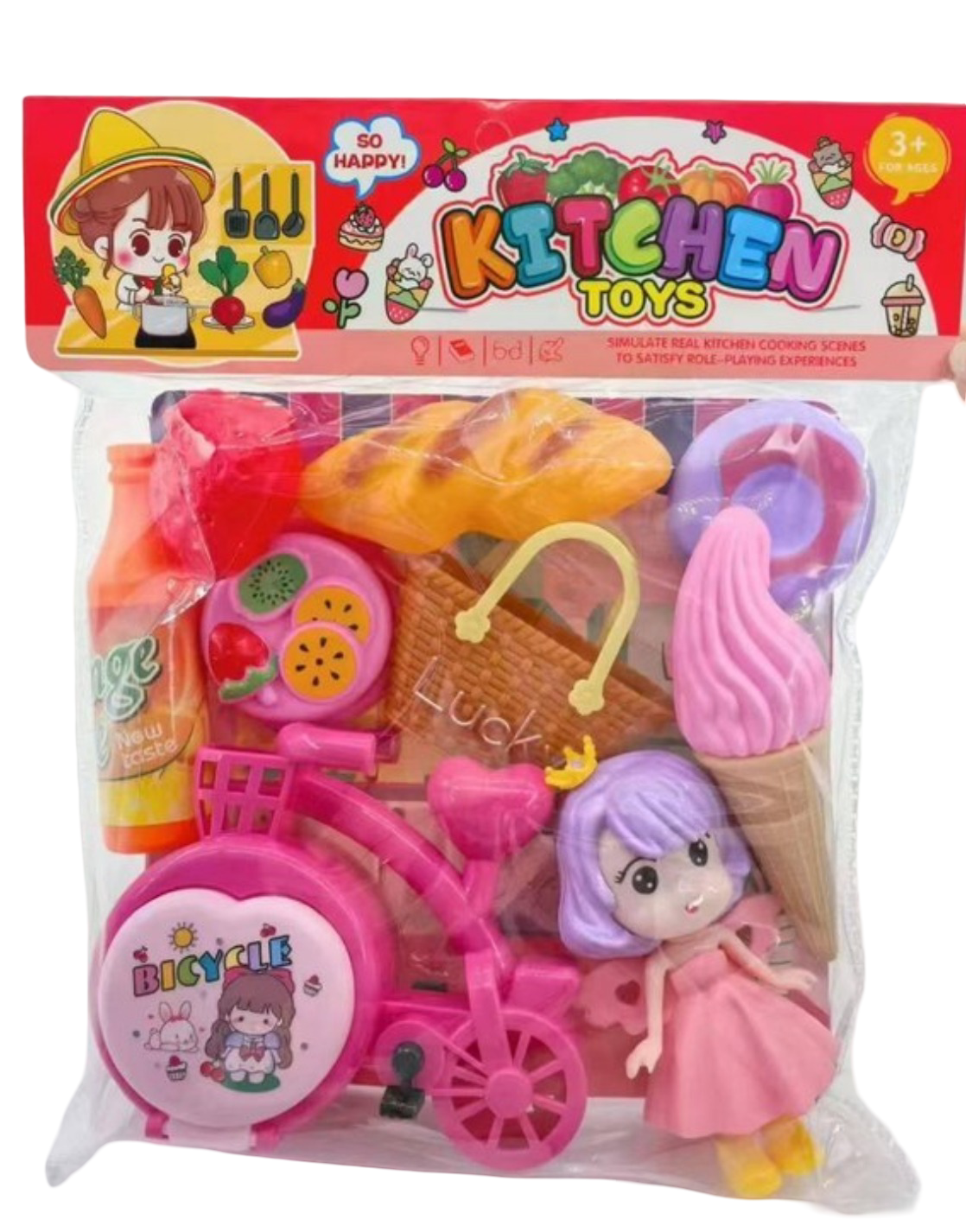 Παιδικό Σετ Κουζίνας Kitchen Toys Με Ποδήλατο, Γλυκά Και Κούκλα 8016-18