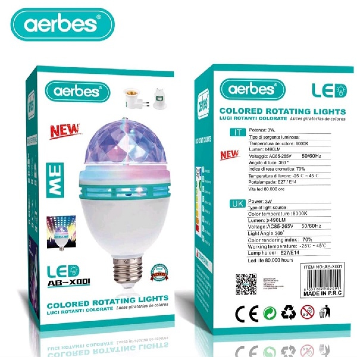 Περιστρεφόμενη Λάμπα LED RGB 3W Aerbes AB-X001 - Image 6