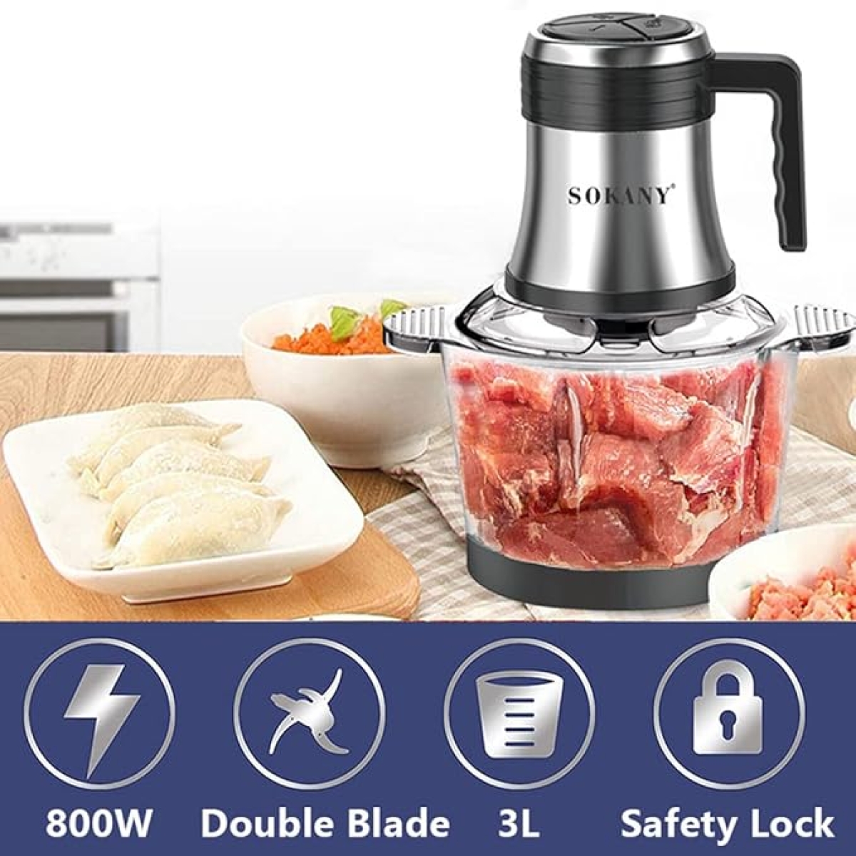 Πολυκόπτης Multi 800W Με Κάδο 3L Sokany SK-7026 - Image 3