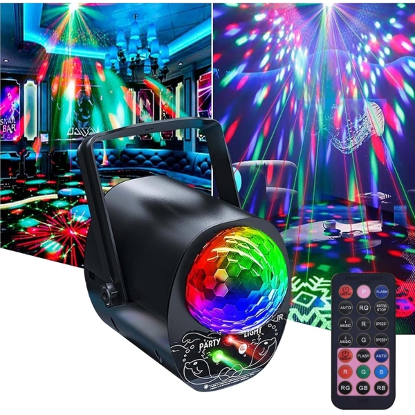 Προβολέας Φωτισμού Laser LED RGBP Με Disco Ball Και Λειτουργία Ήχου 10W Με Τηλεχειριστήριο