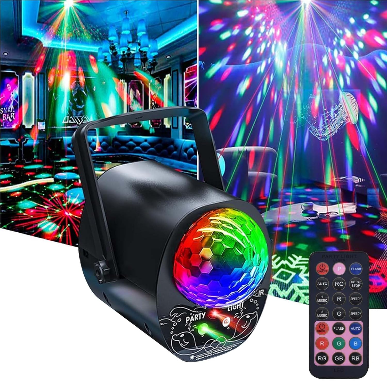 Προβολέας Φωτισμού Laser Led Rgbp Με Disco Ball Και Λειτουργία Ήχου 10W Με Τηλεχειριστήριο