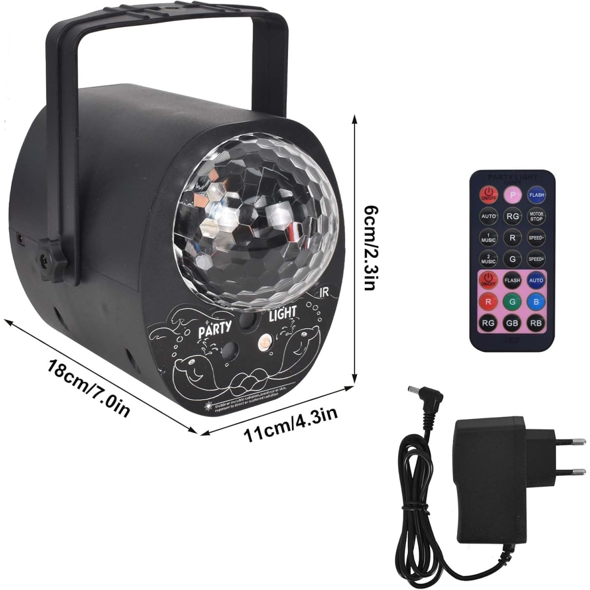 Προβολέας Φωτισμού Laser LED RGBP Με Disco Ball Και Λειτουργία Ήχου 10W Με Τηλεχειριστήριο