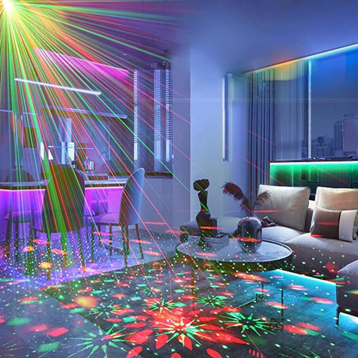 Προβολέας Φωτισμού Laser LED RGBP Με Disco Ball Και Λειτουργία Ήχου 10W Με Τηλεχειριστήριο - Image 5