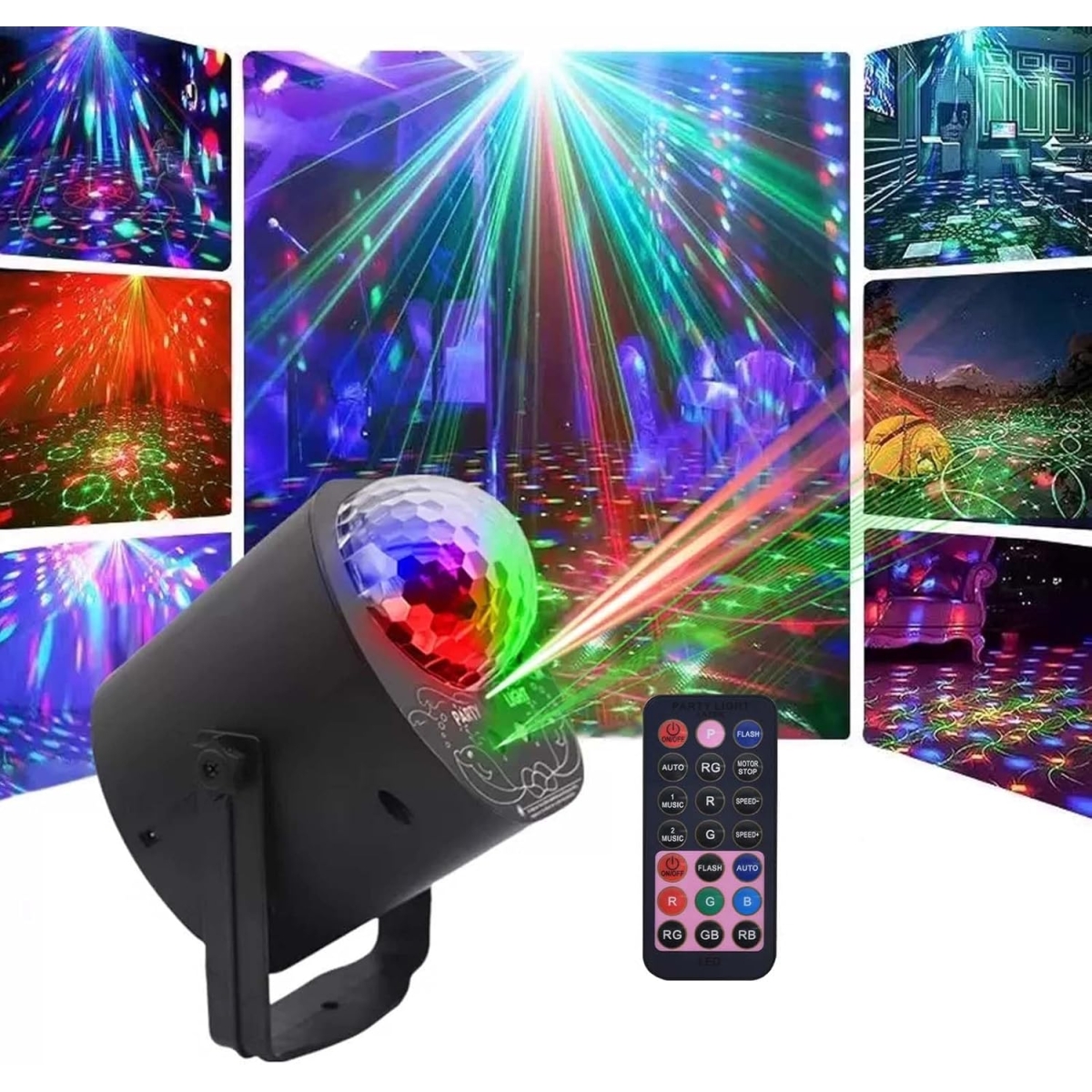 Προβολέας Φωτισμού Laser LED RGBP Με Disco Ball Και Λειτουργία Ήχου 10W Με Τηλεχειριστήριο - Image 8
