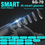 SG-70 AI Smart Γυαλιά Bluetooth 5.4 με Ηχεία, Hands-Free Κλήσεις & Μεταφραστή