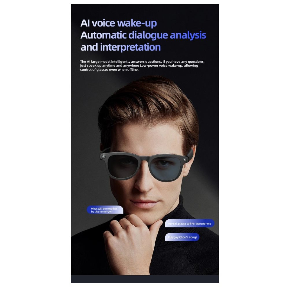 SG-70 AI Smart Γυαλιά Bluetooth 5.4 με Ηχεία, Hands-Free Κλήσεις & Μεταφραστή