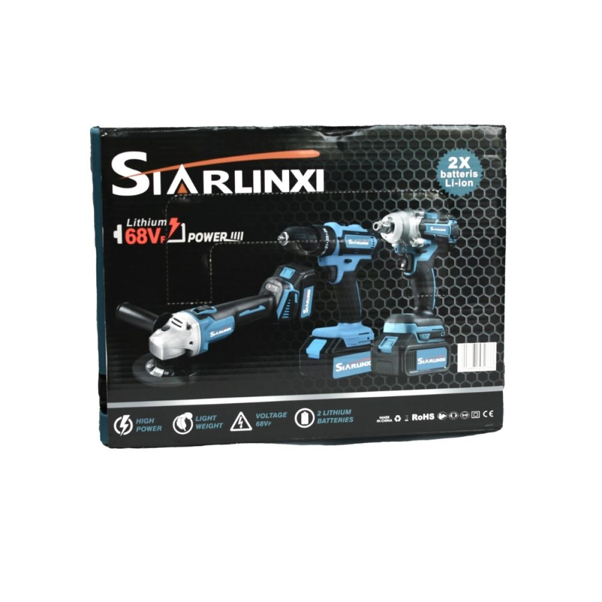 SIARLINXI Σετ Εργαλείων Μπαταρίας 68V με Δράπανο, Impact, Τροχό, 2 Μπαταρίες και Βαλίτσα