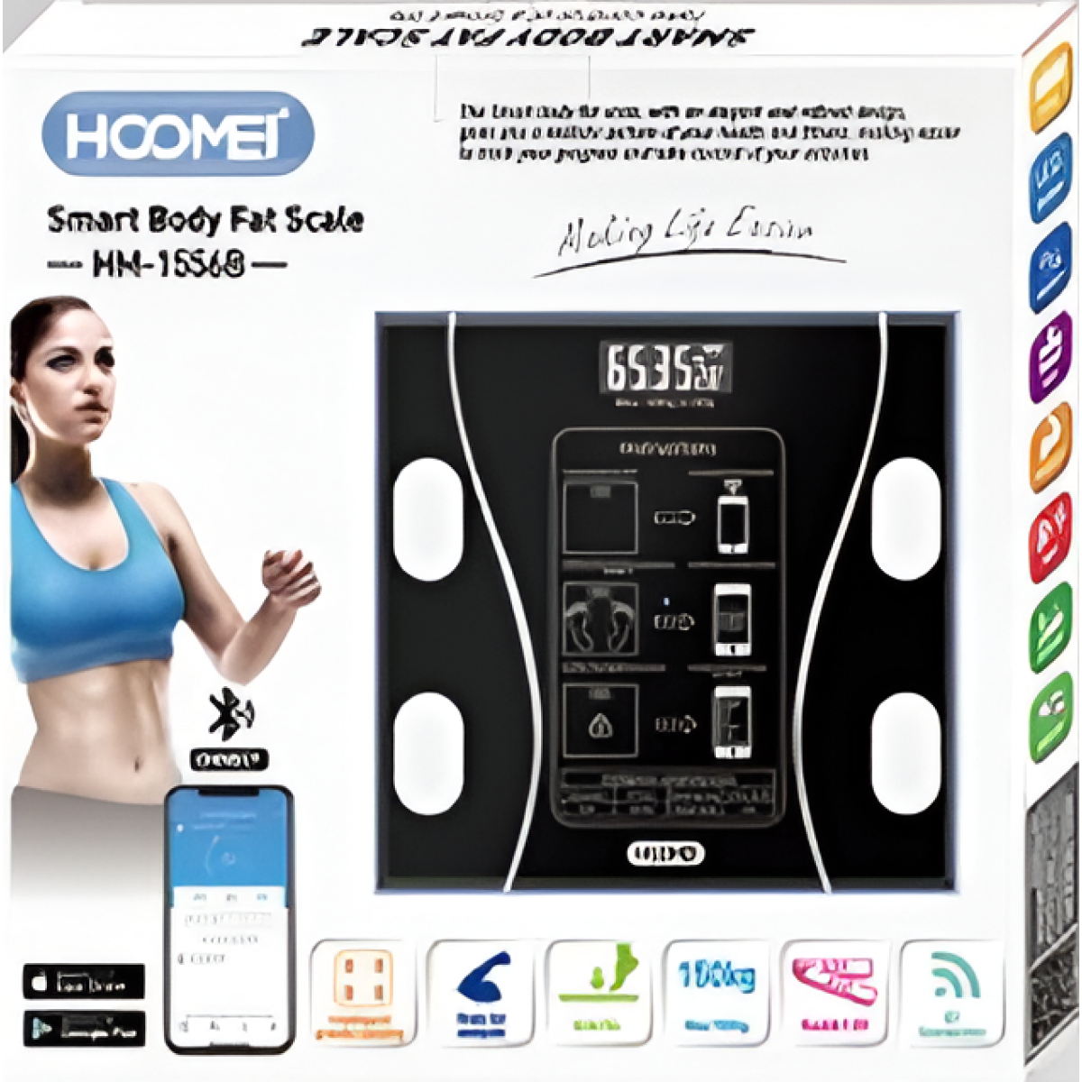 Smart Ζυγαριά Σώματος Με Bluetooth & Ανάλυση Hoomei HM-1556B