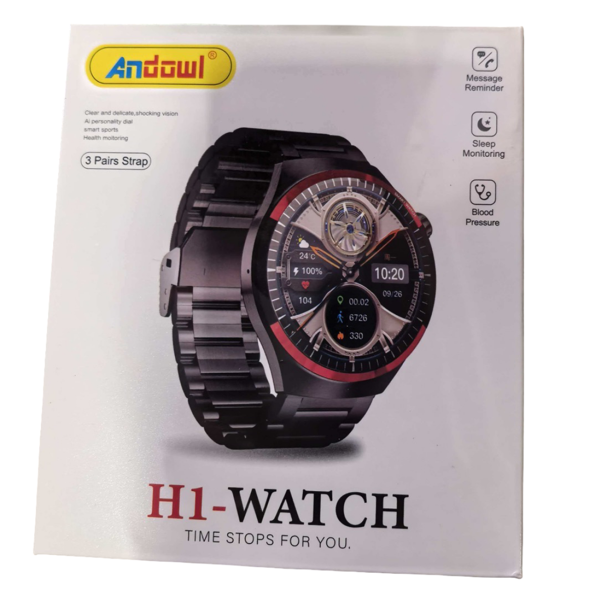 Smartwatch 1.53” Bluetooth Με 3 Λουράκια Μαύρο Andowl H1 - Image 2