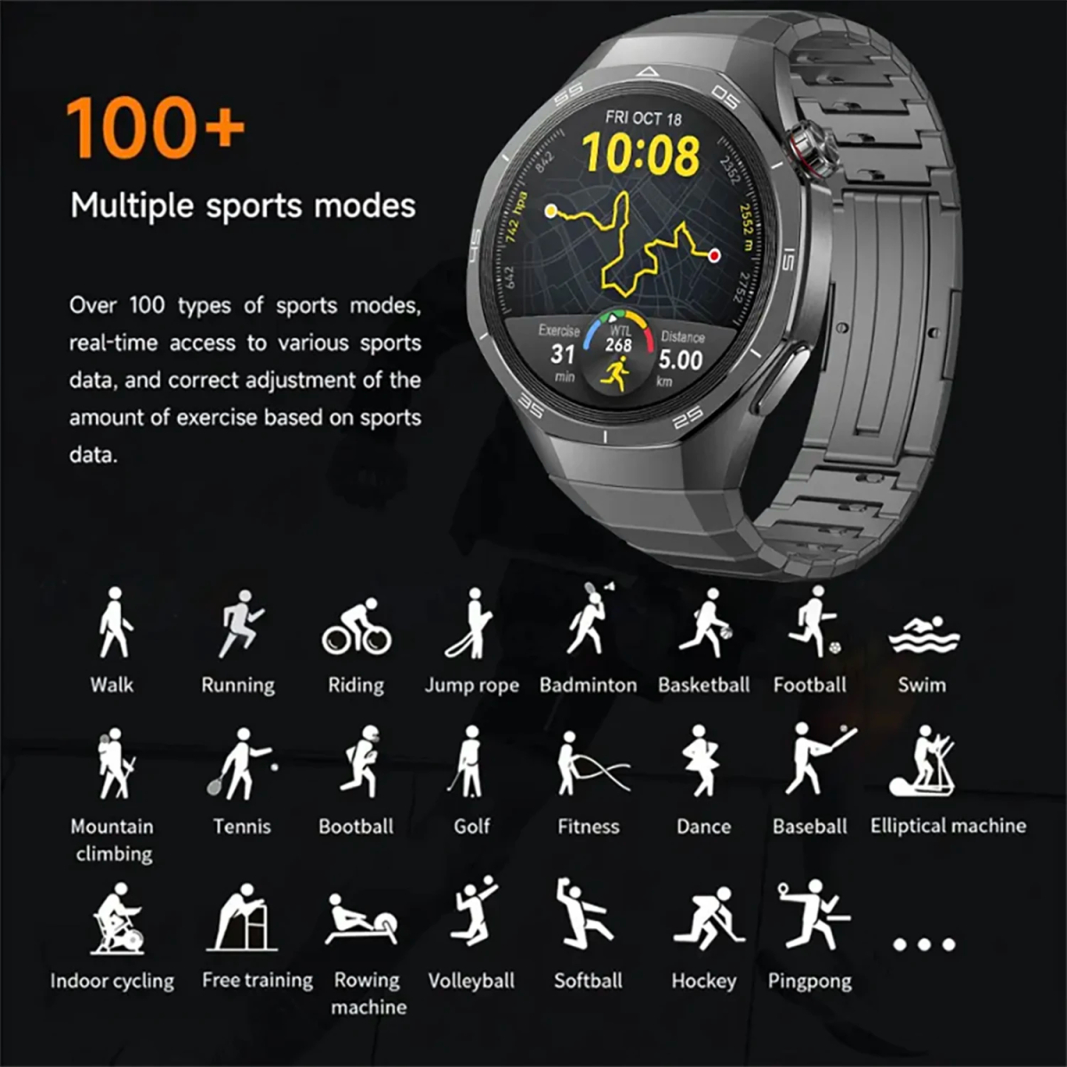 Smartwatch 1.53” IPS Με BT Call Και 3 Λουράκια Αδιάβροχο IP67 Andowl H2 - Image 3