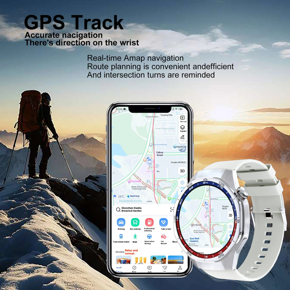 Smartwatch 1.53” IPS Με BT Call Και 3 Λουράκια Αδιάβροχο IP67 Andowl H2 - Image 4