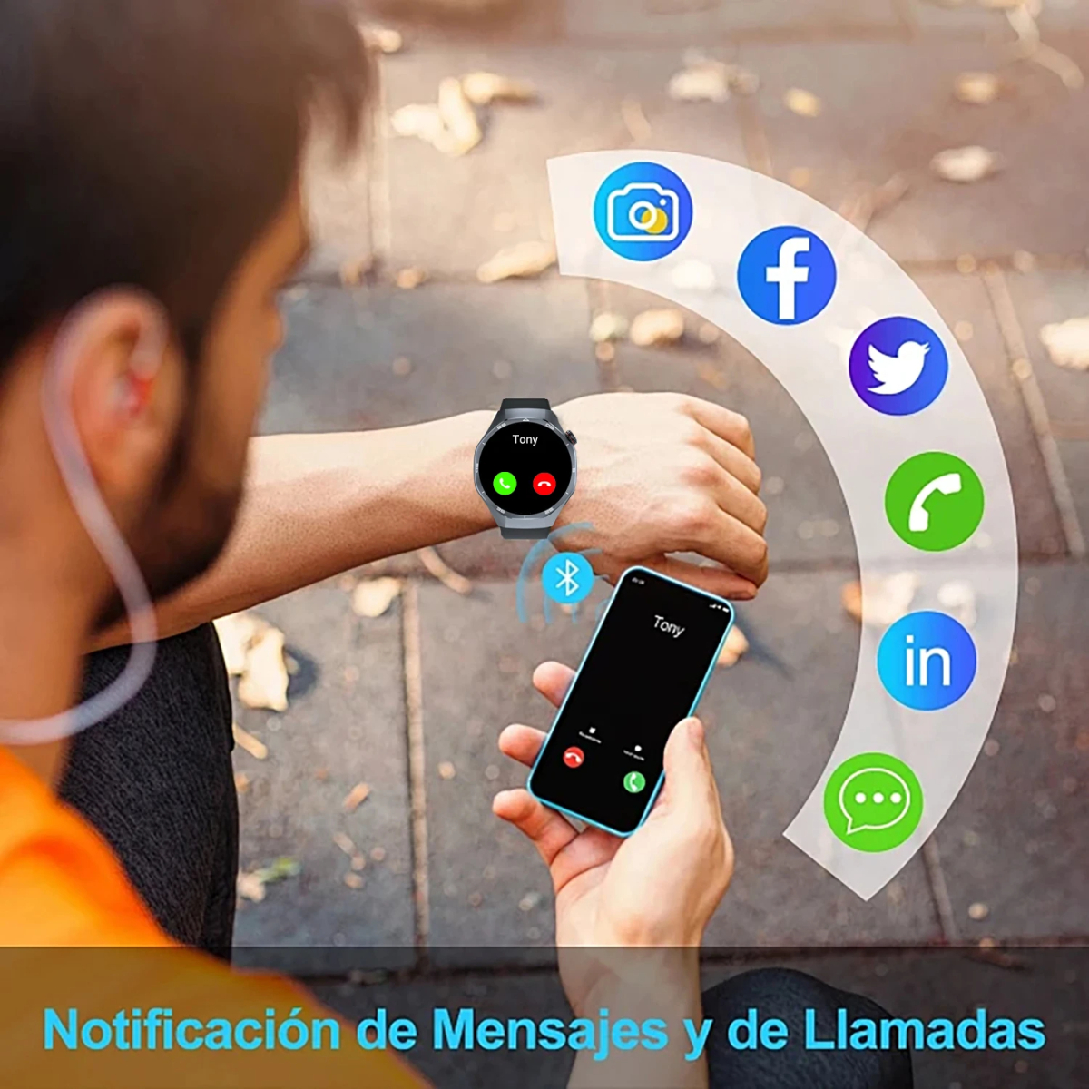 Smartwatch 1.53” IPS Με BT Call Και 3 Λουράκια Αδιάβροχο IP67 Andowl H2 - Image 5