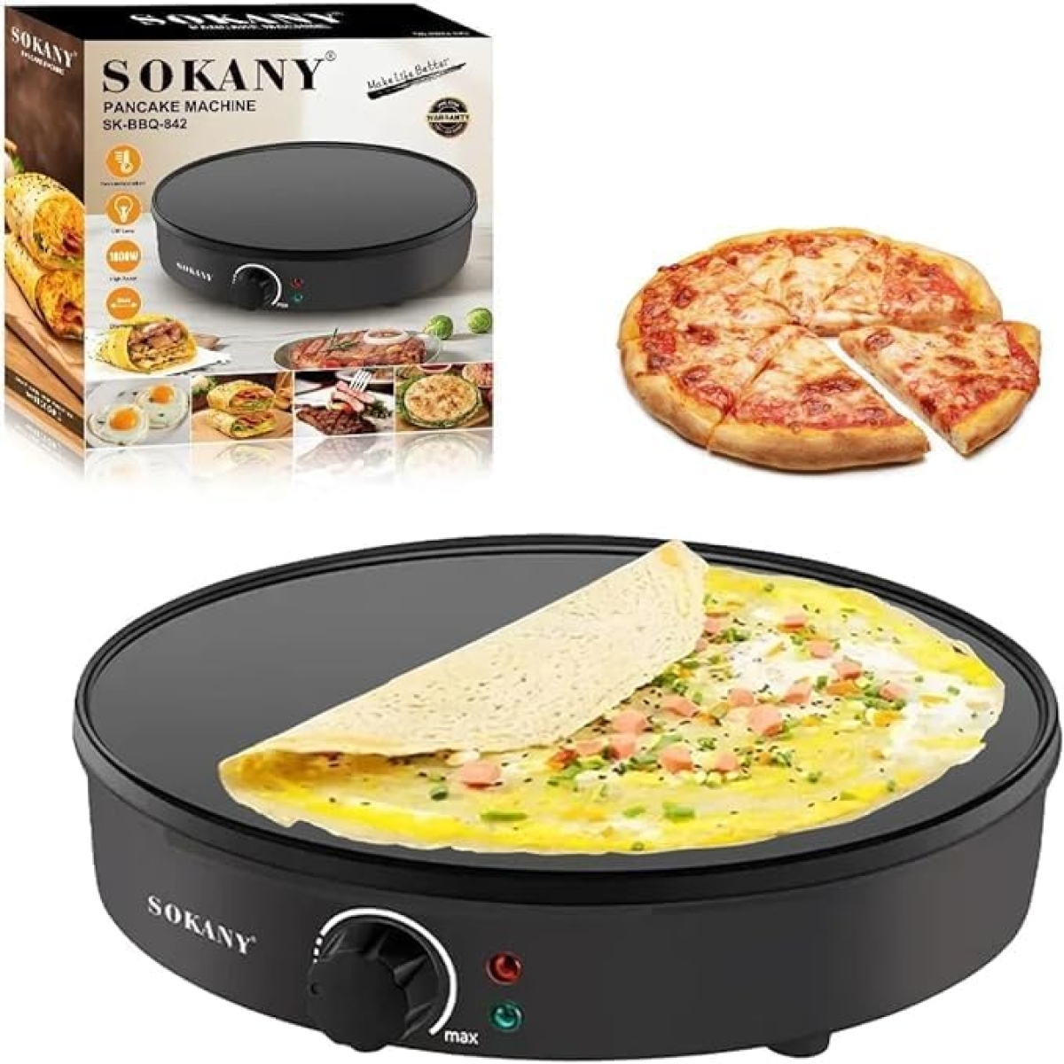 Συσκευή για Κρέπες 30cm 1000W Sokany SK-BBQ-842 - Image 2