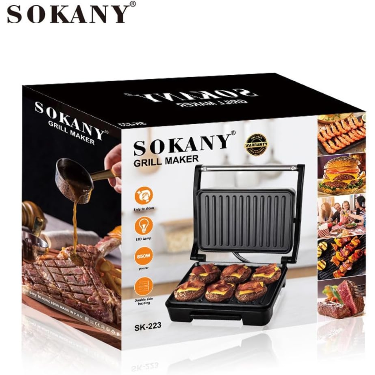 Τοστιέρα 850W Με Αντικολλητικές Πλάκες Sokany SK-223 - Image 7
