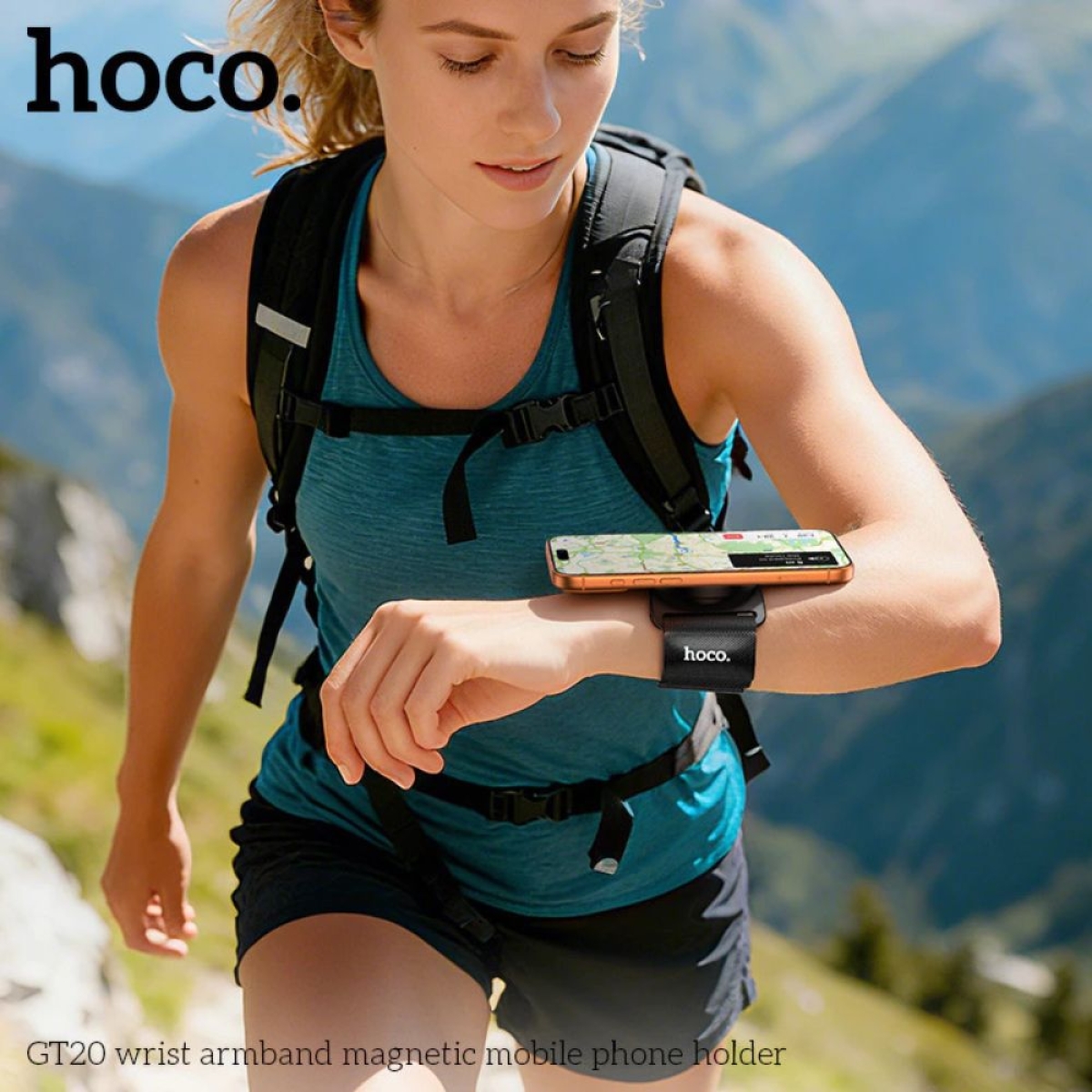 Universal Μαγνητική Βάση Κινητού Hoco GT20 με Ιμάντα Καρπού - Μαύρο