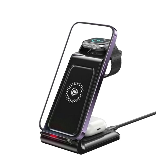 Wekome WP-U168 Ασύρματος Φορτιστής 3 σε 1 για iPhone, AirPods και Apple Watch (Qi Pad) 15W Μαύρος