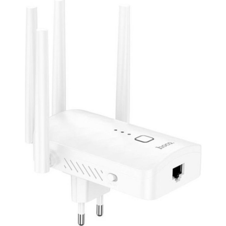 Wifi Repeater Hoco HI35 2.4Ghz 300Mbps και 4 Κεραίες Λευκό