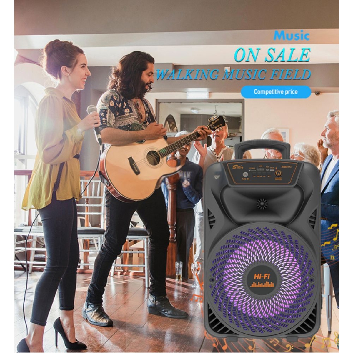 ZQS-8173W Φορητό Ηχείο Bluetooth 20W με Ασύρματο Μικρόφωνο & Τηλεχειριστήριο