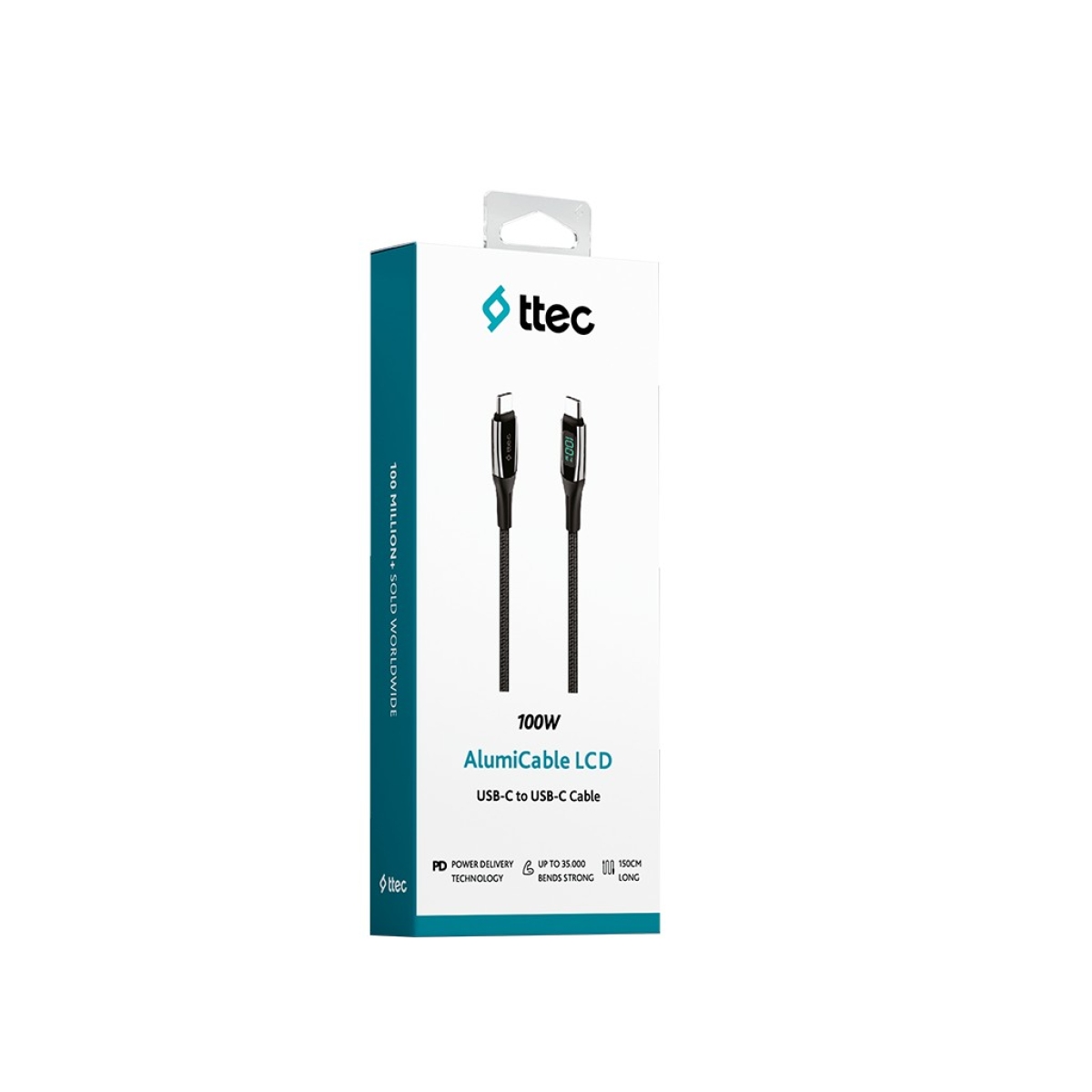 ttec Type-C -Type-C LCD Καλώδιο Φόρτισης & Συγχρονισμού 150cm 100W Μαύρο - Image 5