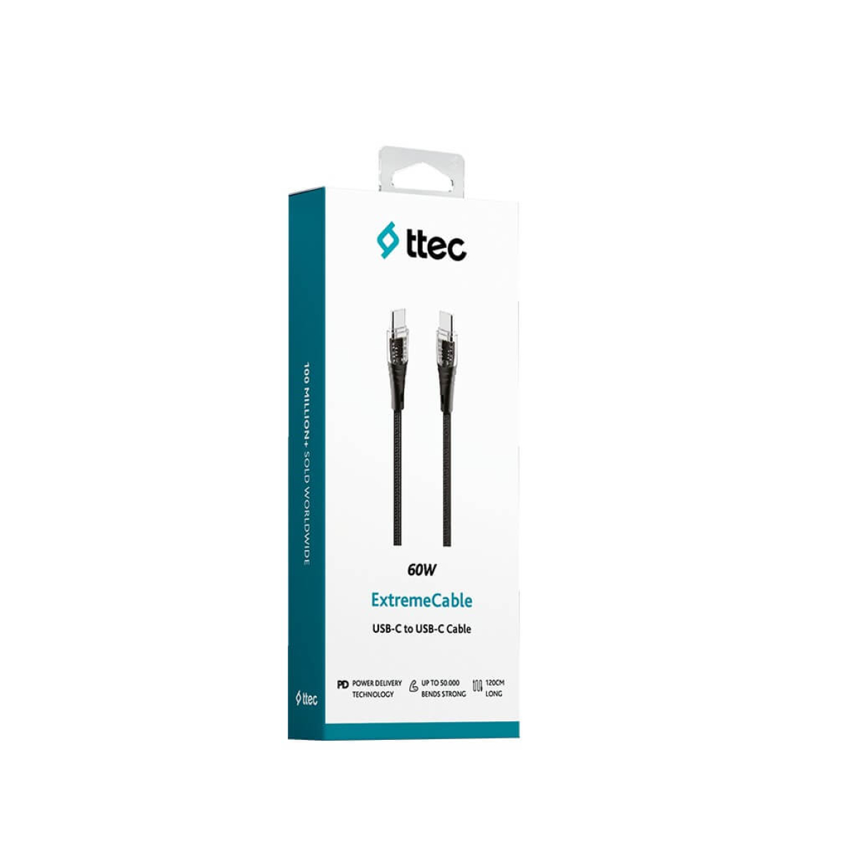 ttec Type-C – Type-C Διάφανο Καλώδιο Φόρτισης & Συγχρονισμού, 120cm 60W,Μαύρο - Image 5