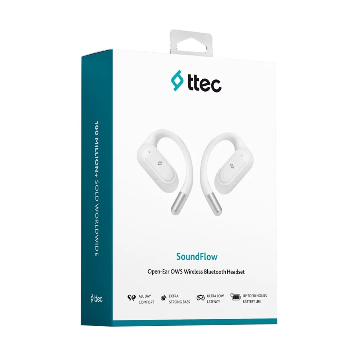 ttec SoundFlow Open-Ear OWS ​Ασύρματα Bluetooth Ακουστικά,Λευκό - Image 5
