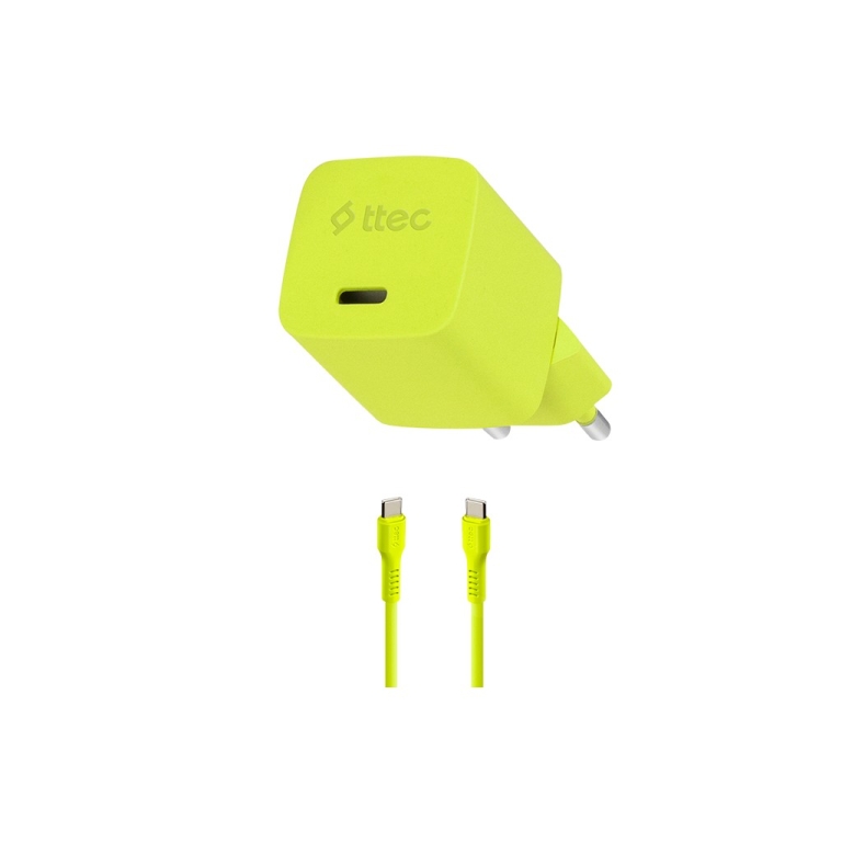 SmartCharger GAN 20W PD Ταχυφορτιστής Ταξιδιού USB-C - USB-C 3A Καλώδιο  120cm