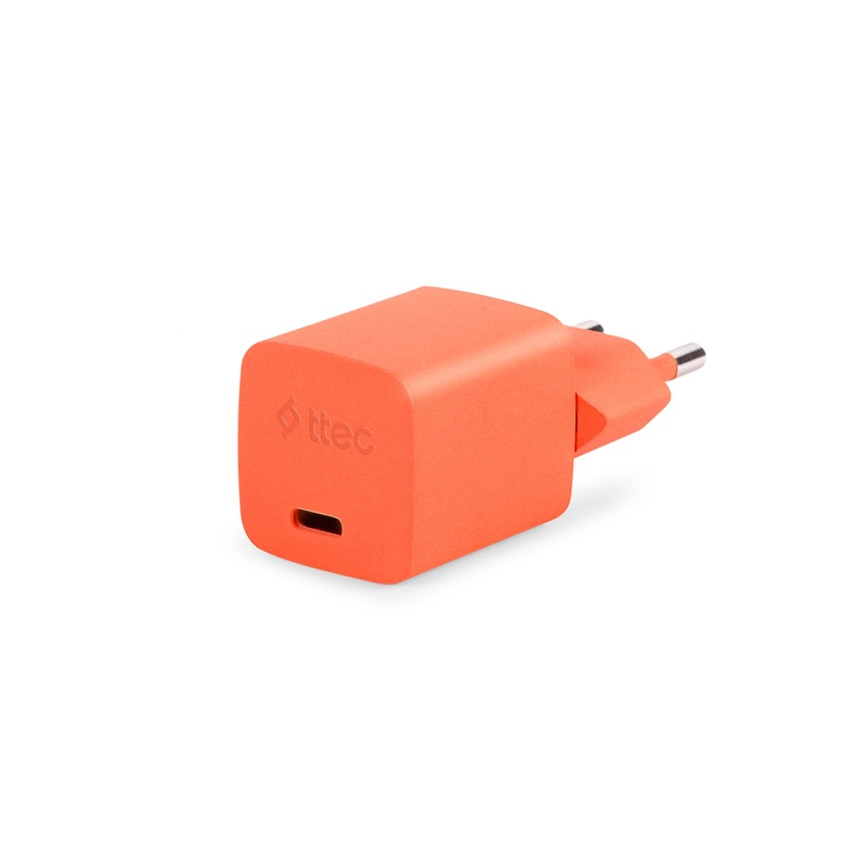 Ttec SmartCharger GAN 20W PD Ταχυφορτιστής Ταξιδιού USB-C - Lightning Καλώδιο  120cm, Neon Πορτοκαλί - Image 3