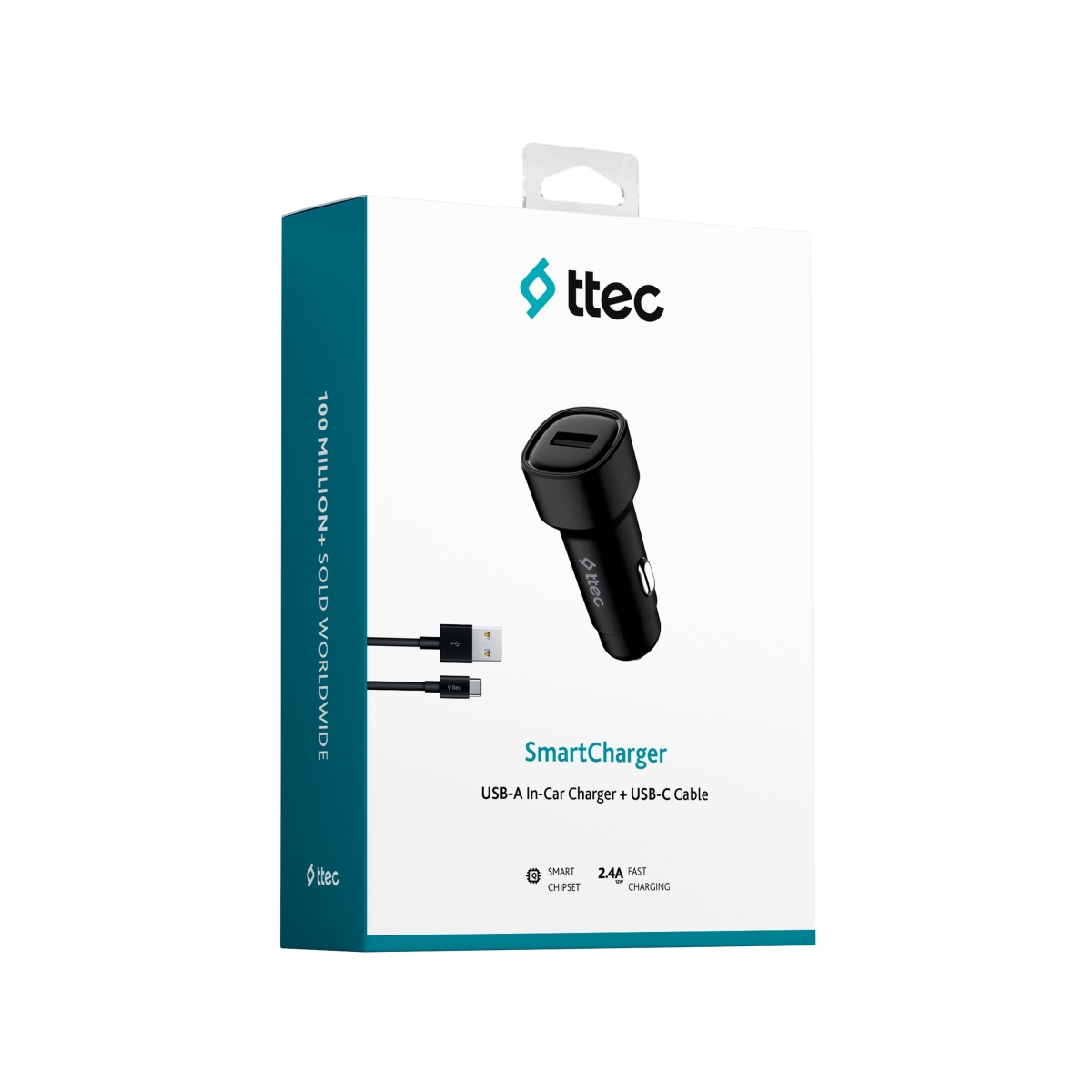 ttec SmartCharger™ Φορτιστής αυτοκινήτου 2.4A/12W USB-A με Type- C Καλώδιο - Image 5