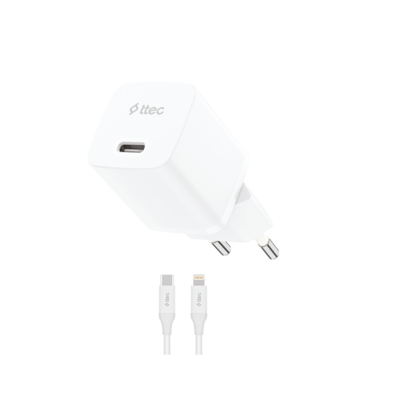 SmartCharger GAN 20W PD Ταχυφορτιστής Ταξιδιού USB-C- Lightning Καλώδιο 150cm