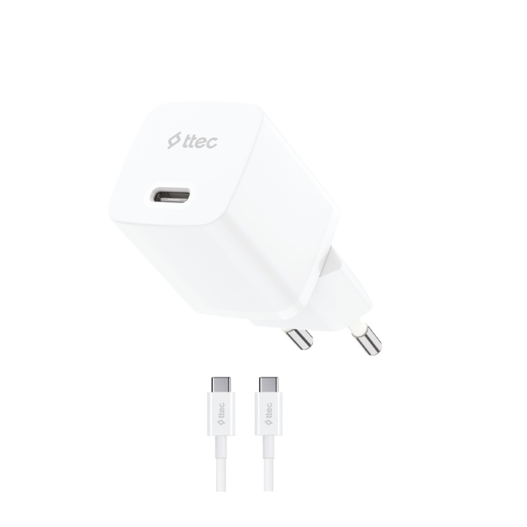 SmartCharger GAN 20W PD Ταχυφορτιστής  USB-C - USB-C 60W Καλώδιο