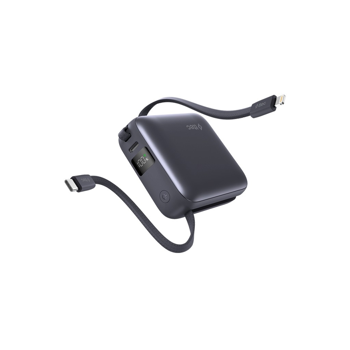 Ttec ReCharger Mini LCD 10.000mAh PD 20W Φορητή Μπαταρία, με USB-C & Lightning Καλώδιο ,Γκρί - Image 5