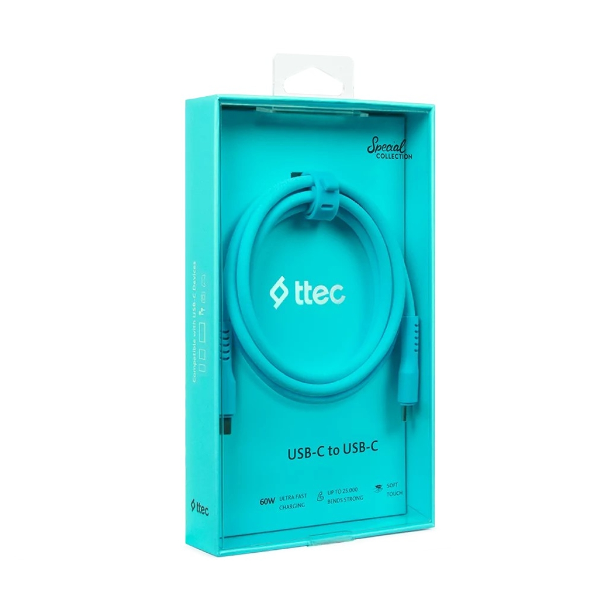 ttec Type-C -Type-C Καλώδιο Φόρτισης & Συγχρονισμού 60W Neon Μπλέ - Image 5