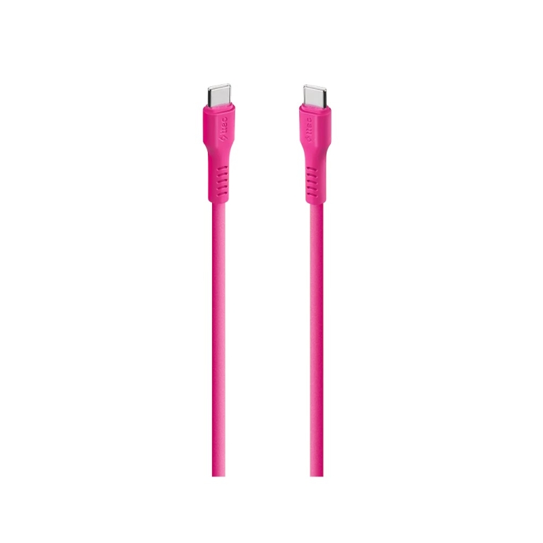 Type-C -Type-C Καλώδιο Φόρτισης & Συγχρονισμού 60W  Neon Ρόζ