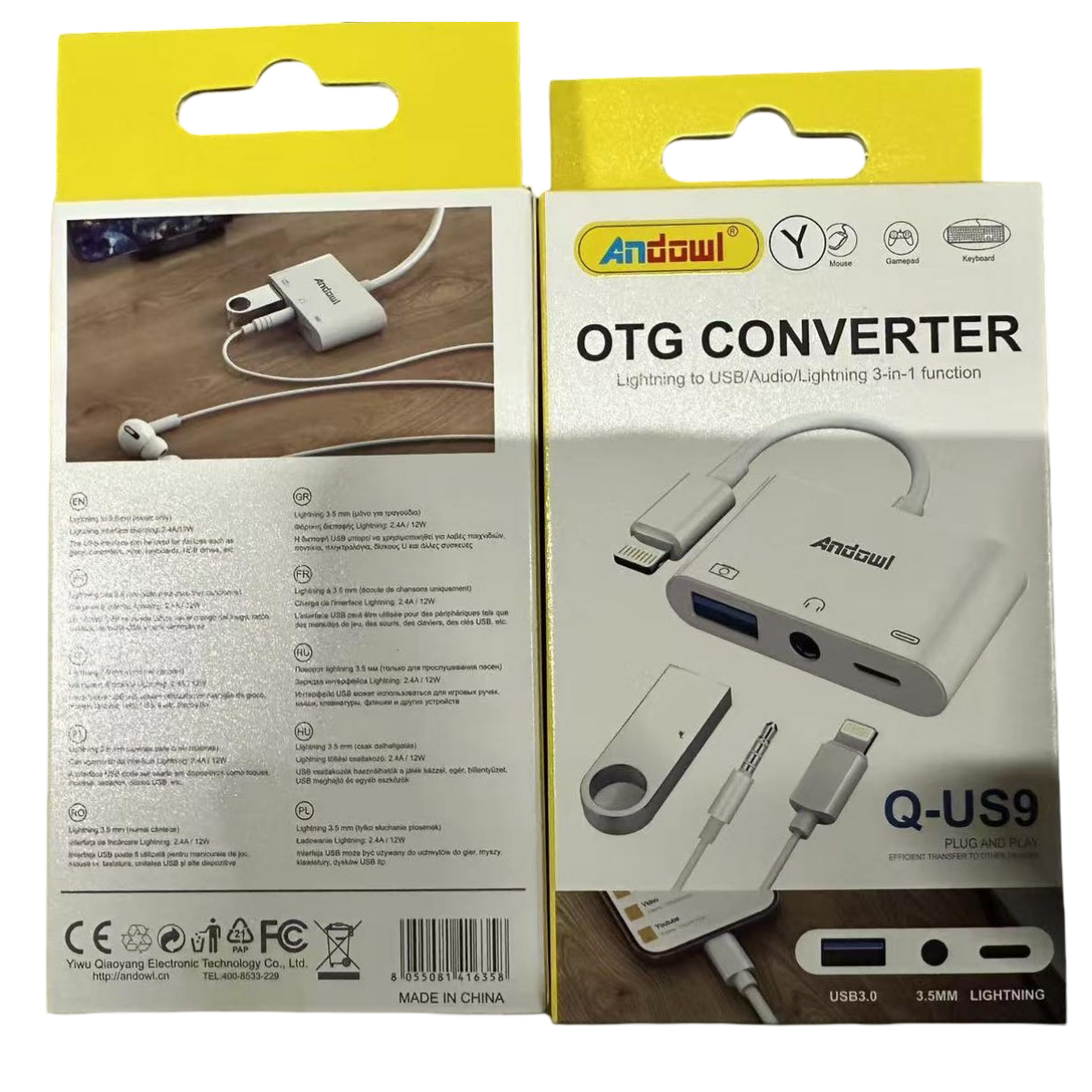 Αντάπτορας OTG 3 Σε 1 Lightning Σε USB, Audio Και Lightning Andowl Q-US9 - Image 2