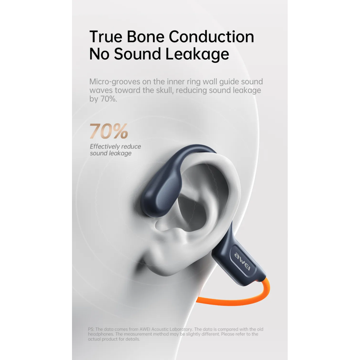 Ασύρματα Ακουστικά Air Conduction Bluetooth Sport Μαύρα Awei A892BL - Image 6