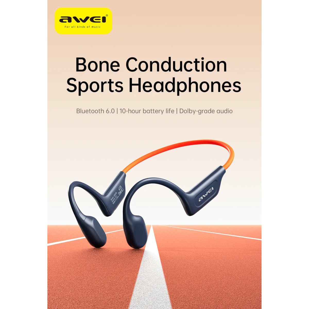 Ασύρματα Ακουστικά Air Conduction Bluetooth Sport Μαύρα Awei A892BL - Image 8