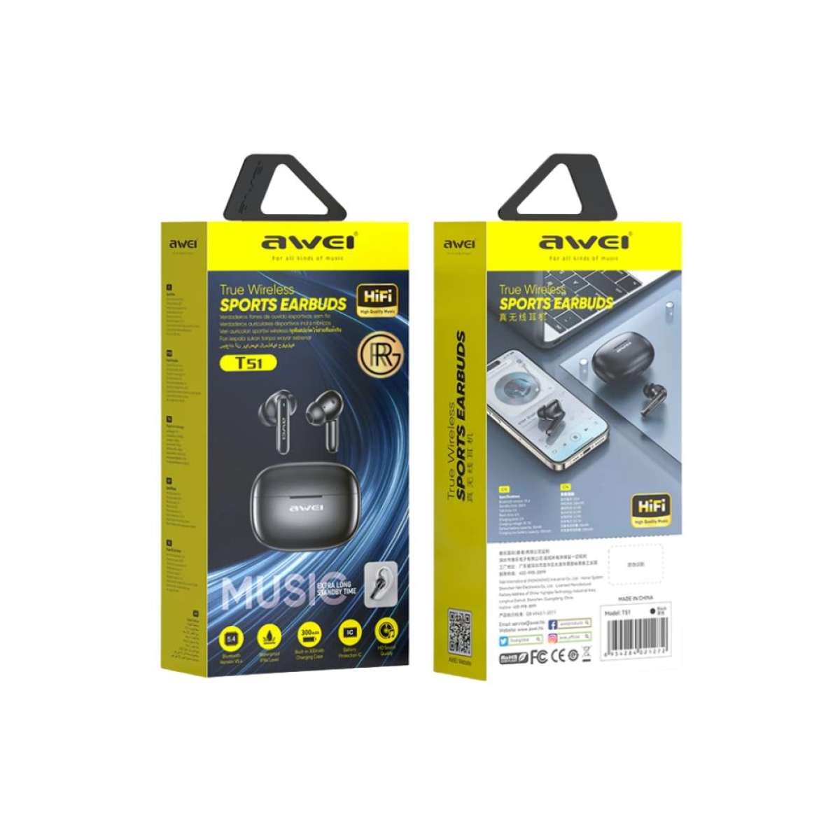 Ασύρματα Ακουστικά Bluetooth AWEI T51 με Θήκη Φόρτισης & Bluetooth 5.4