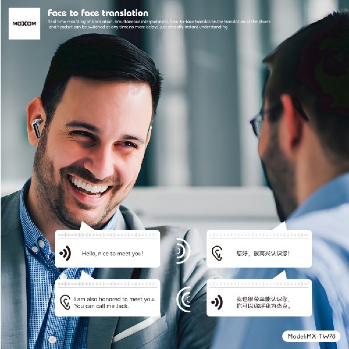 Ασύρματα Ακουστικά Bluetooth Με Έξυπνο Μεταφραστή AI Moxom MX-TW78 - Image 5