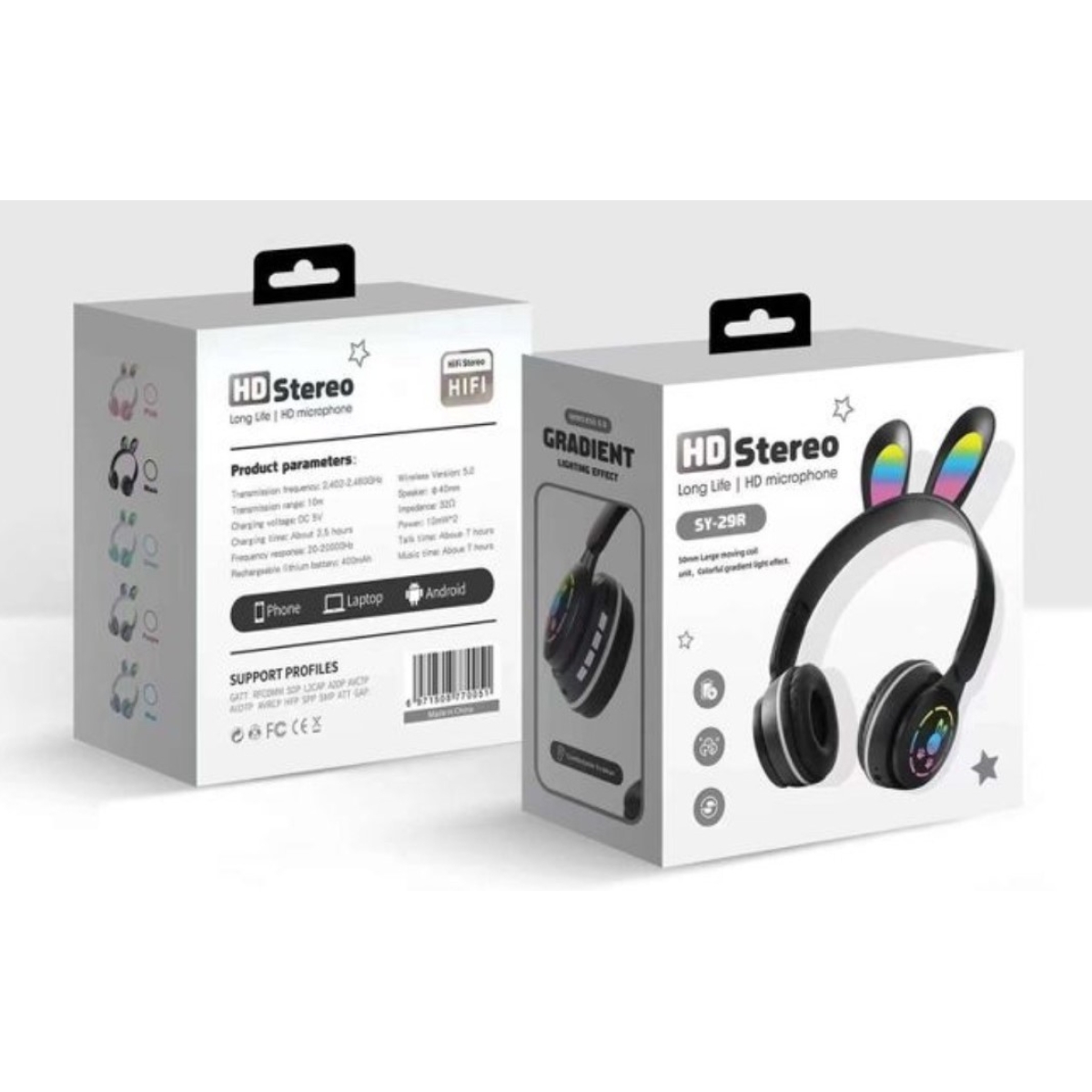 Ασύρματα Ακουστικά Bluetooth Με RGB Φωτισμό, Μικρόφωνο Και AUX SY-29R - Image 5