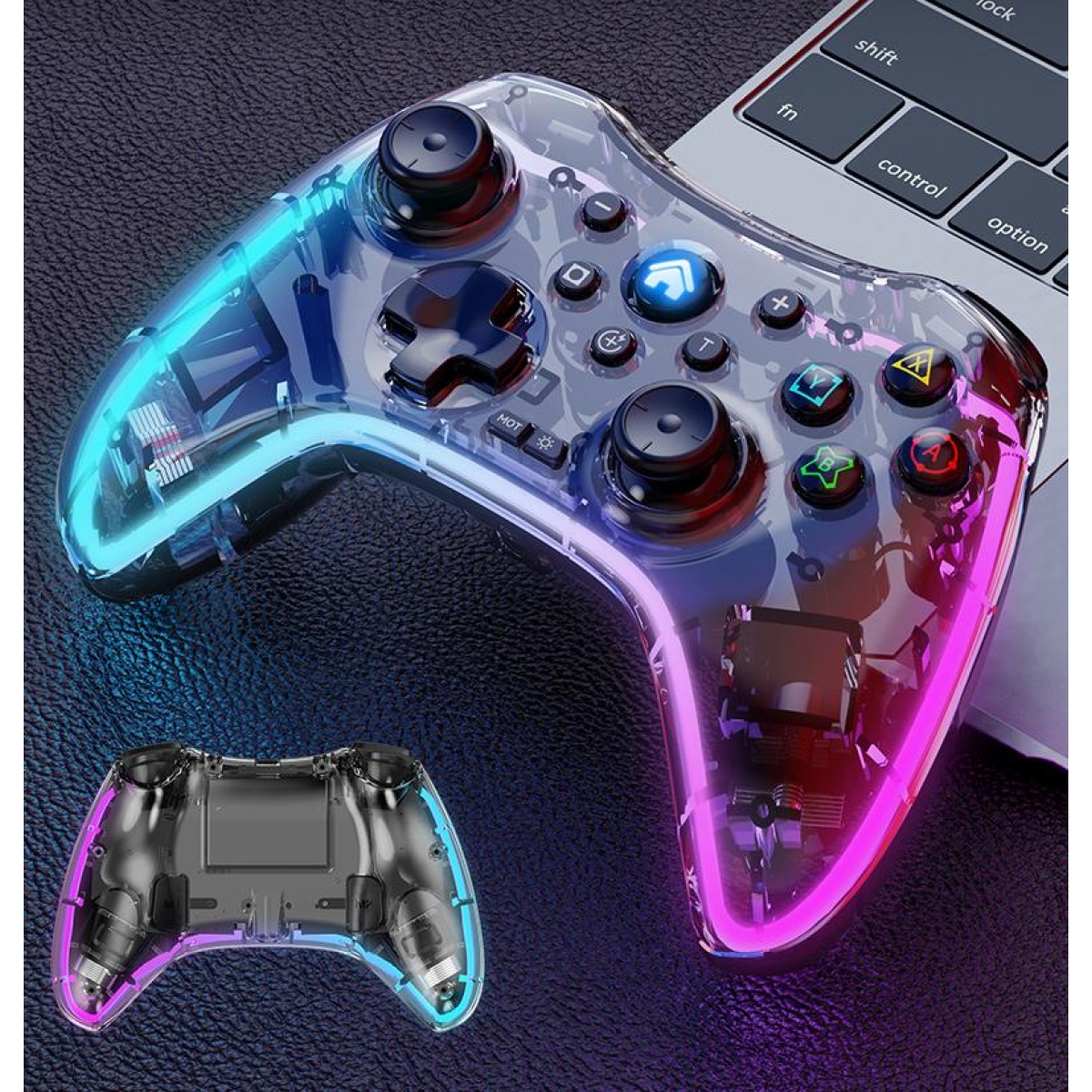 Ασύρματο Gamepad Gaming Με Bluetooth Και RGB Φωτισμό Διάφανο Lehuai LH-3 - Image 4