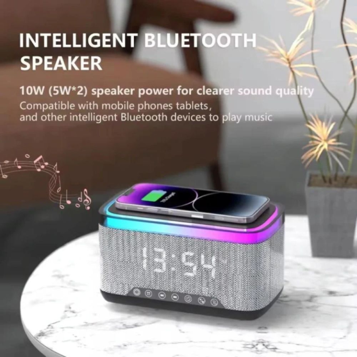 Ασύρματος φορτιστής MD-S300 με ηχείο Bluetooth & Φως RGB