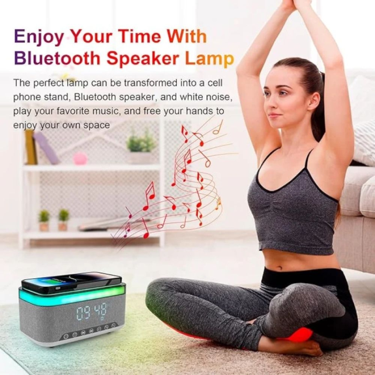Ασύρματος φορτιστής MD-S300 με ηχείο Bluetooth & Φως RGB