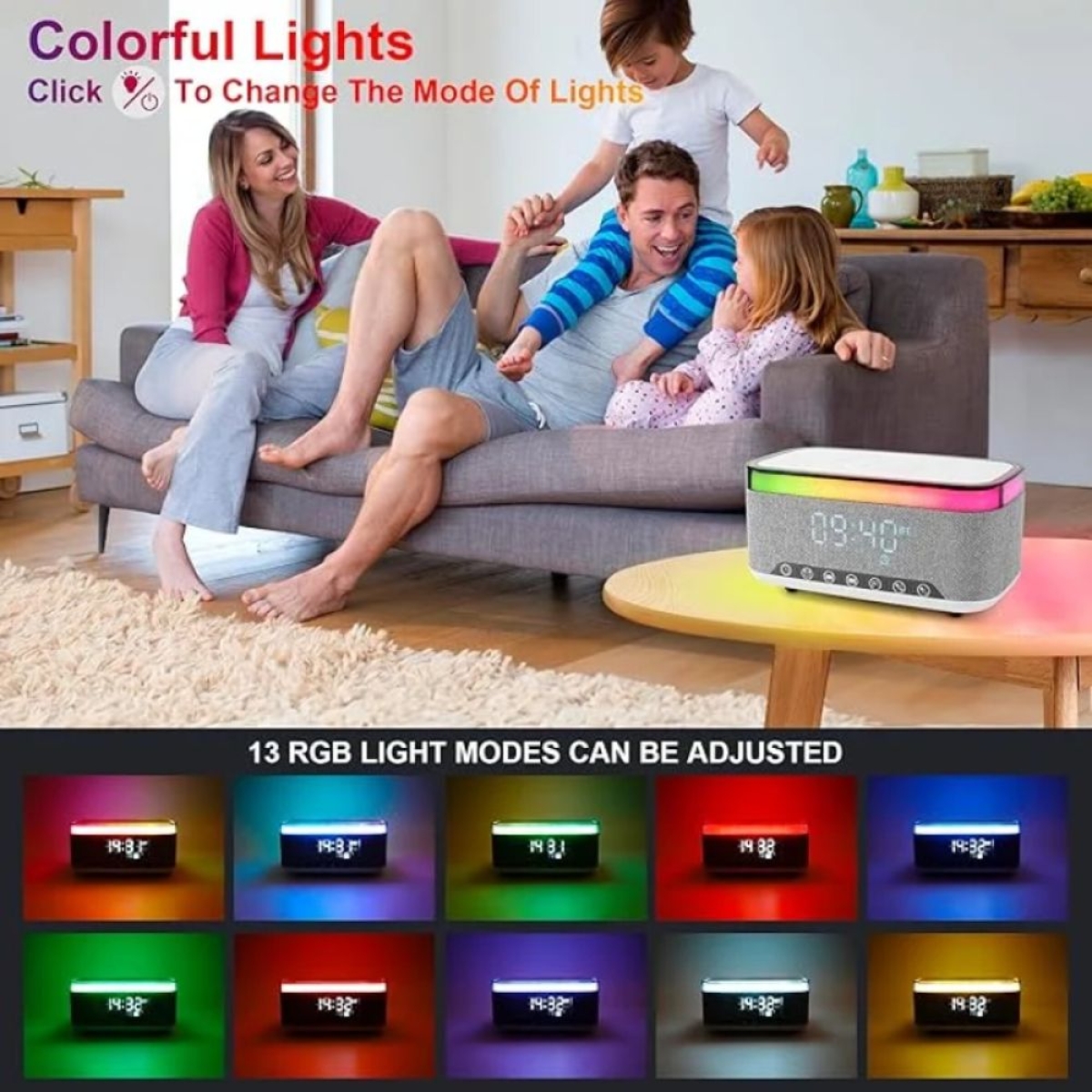 Ασύρματος φορτιστής MD-S300 με ηχείο Bluetooth & Φως RGB