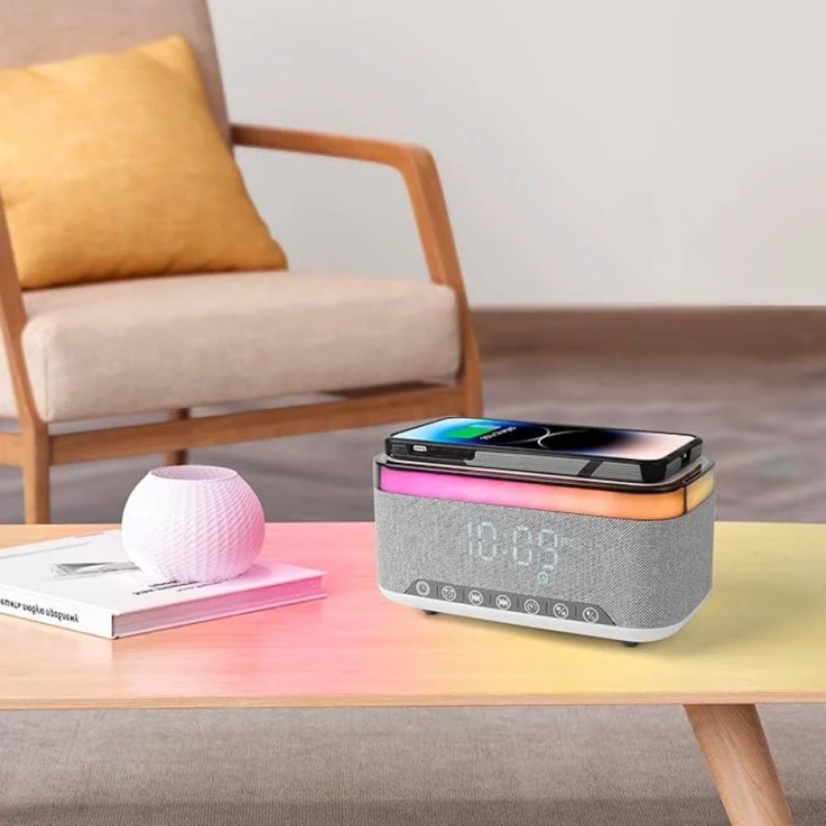 Ασύρματος φορτιστής MD-S300 με ηχείο Bluetooth & Φως RGB
