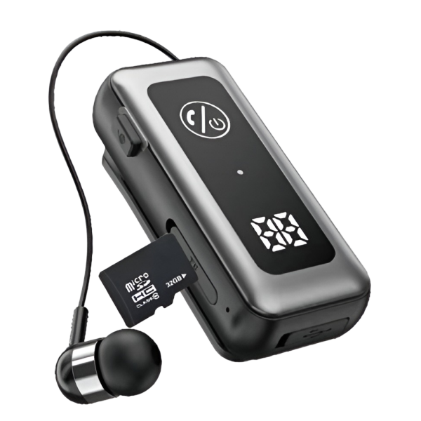 Bluetooth Ακουστικό Clip-On Με Οθόνη Και Υποδοχή TF Technovo TN-BT005